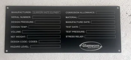 Example of our compliance & data plates work