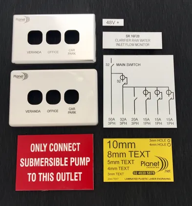 Example of our switchboard labels work