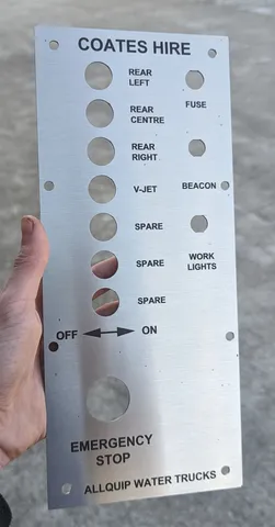 Example of our industrial plates, labels & tags work