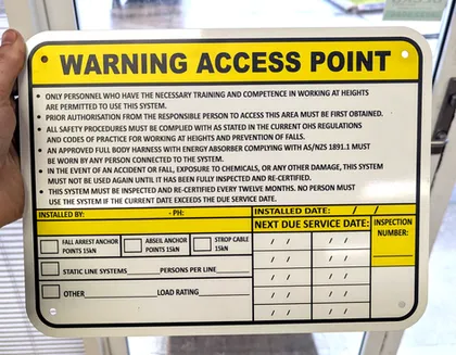 Example of our safety signs & stickers work