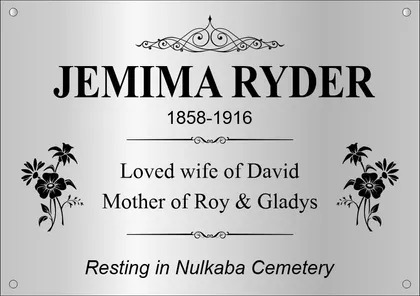 Heritage grave plaque with family relationships and resting place