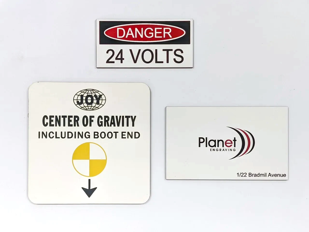 Engraved traffolyte labels in several colour combinations