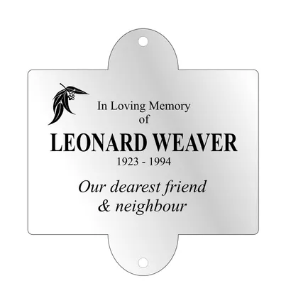 Shaped stainless steel tree memorial plaque